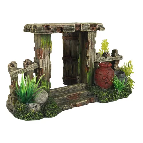 Décor d'aquarium clôture 2 coloris multicolore en résine de polyester- 19 x 8 x 10,5 cm