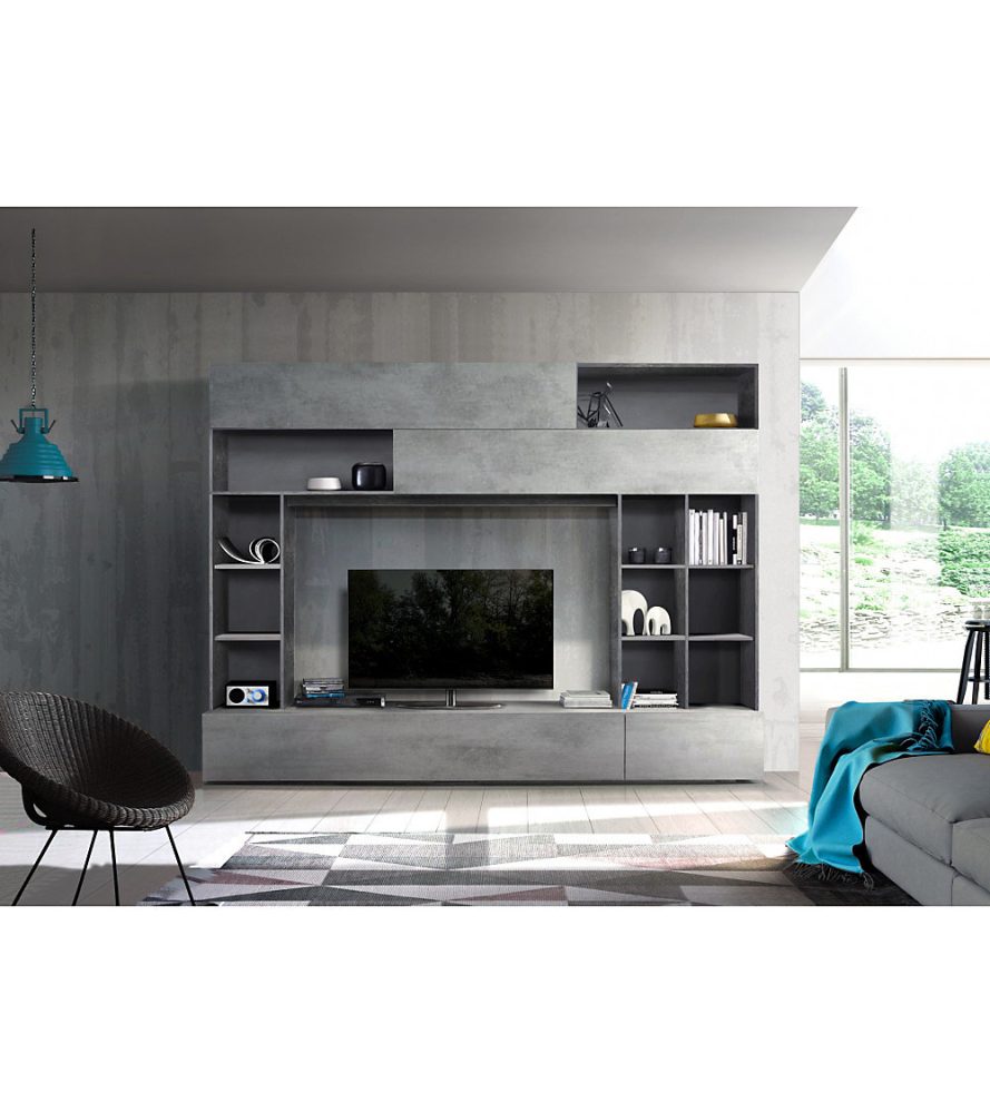 Ensemble meuble TV GEORGIO gris 277 cm | Meuble