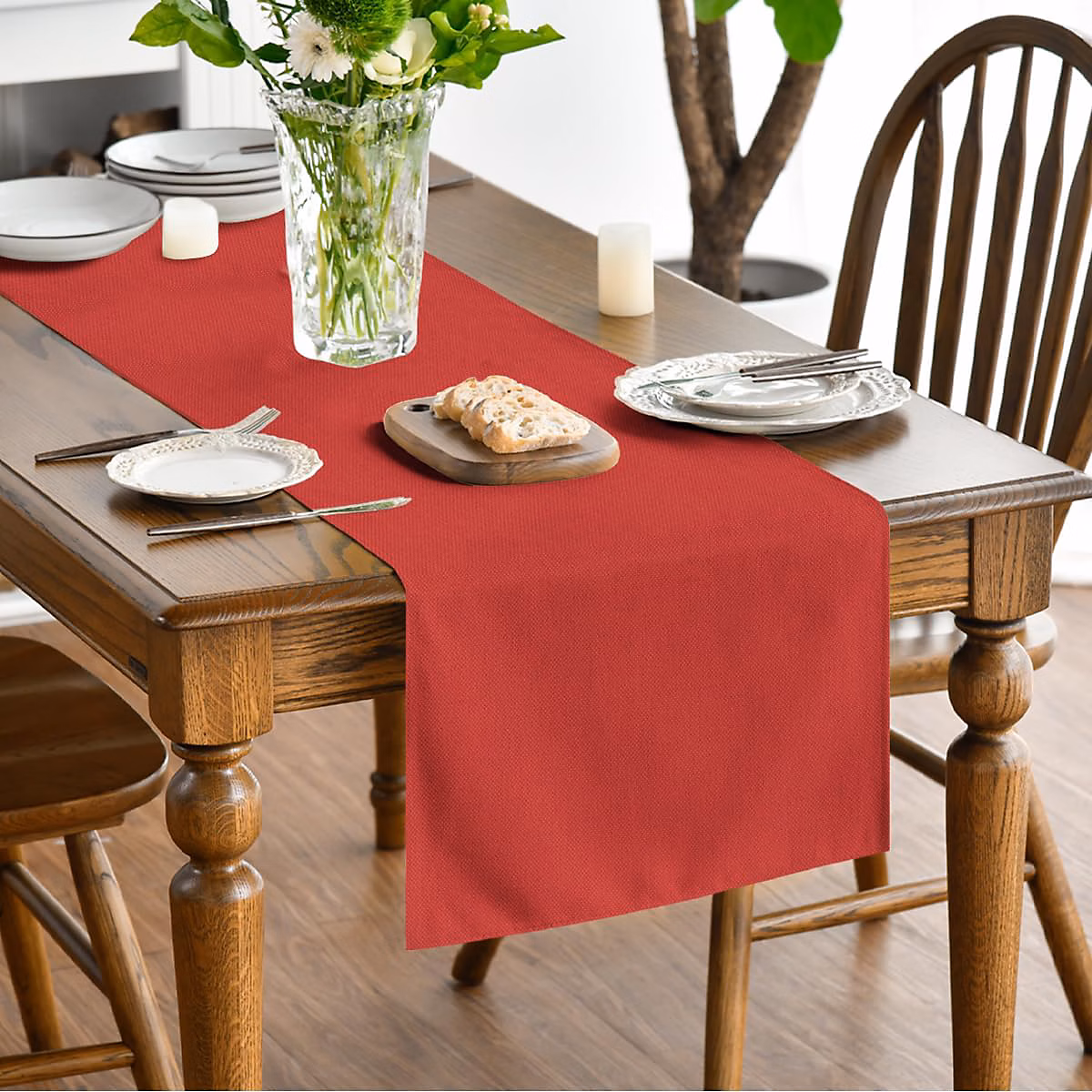 Chemin de Table Polyester Rouge 40 × 180 cm