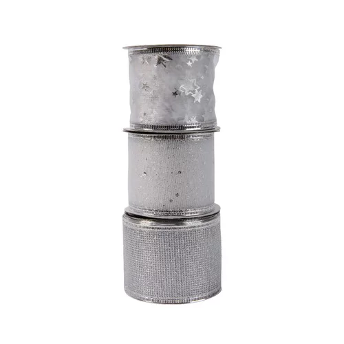 Ruban en polyester argent - 270 x 6,30 cm