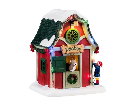 Scénette pour village de Noël Lemax Santa’s wonderland La maison de Dasher
