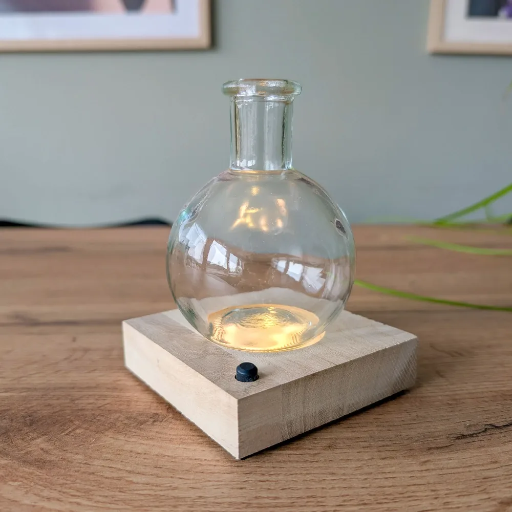 Mini Vase et son support en bois lumineux