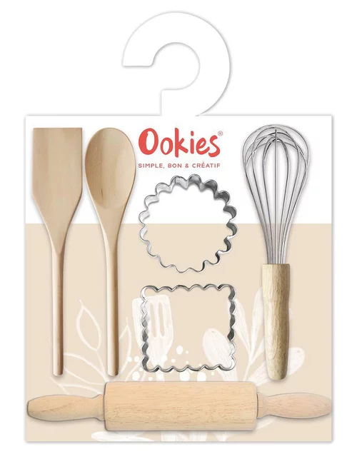 Lot de 6 ustensiles petit chef Ookies® coloris beige en bois
