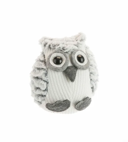 Hibou debout en peluche de couleur naturelle - 17 x 17 x 13 cm