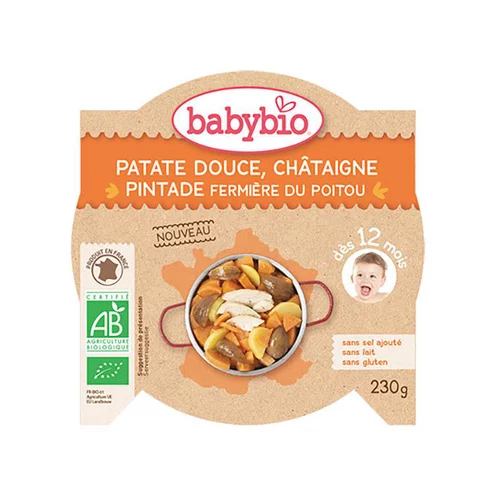 Assiette de patate douce châtaigne et pintade Babybio 230 g