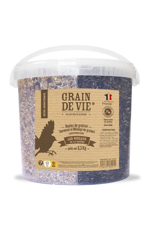 Seau découverte pour oiseaux Grain de Vie - 6,35 kg