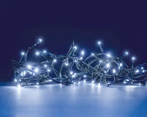 Guirlande lumineuse connectable x2 à 240 LED blanc froid sur câble vert Flicker Light® - 20 m