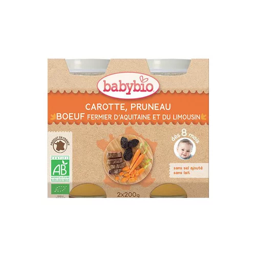 Menu du jour carotte pruneau et bœuf Babybio 2 x 200 g