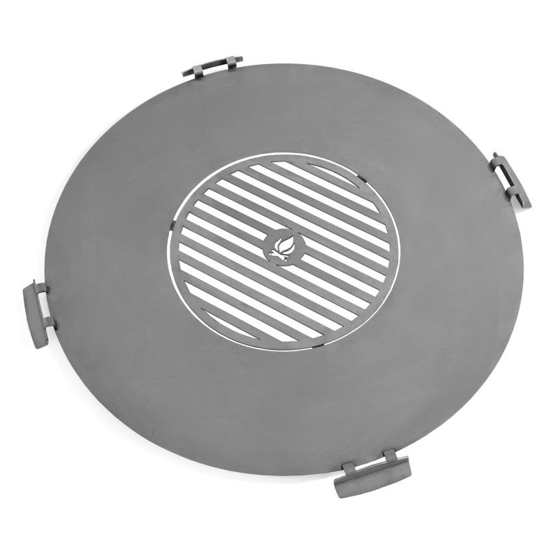 Plaque en acier inox pour Brasero 82 cm avec une grille 37 cm et 4 poignées - Réf 222412