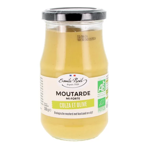Moutarde mi forte colza et olives bio en pot de 350 g