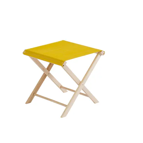 Tabouret pliant coloris jaune en coton - 43 x 43 x 42 cm