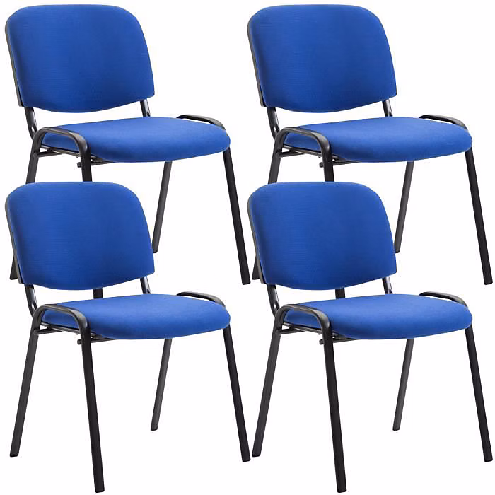 Chaises visiteur Ken CLP tissu bleu empilables – lot de 4