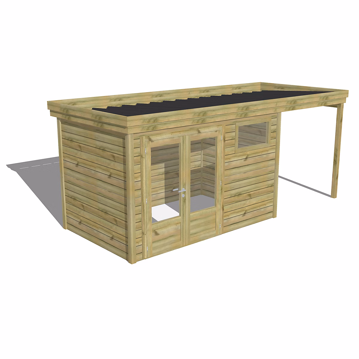 ABRI DE JARDIN bois Pin traité autoclave 27mm – 5 | 44x2 | 14m / 11 | 6m2 | Bac acier | Abri Français