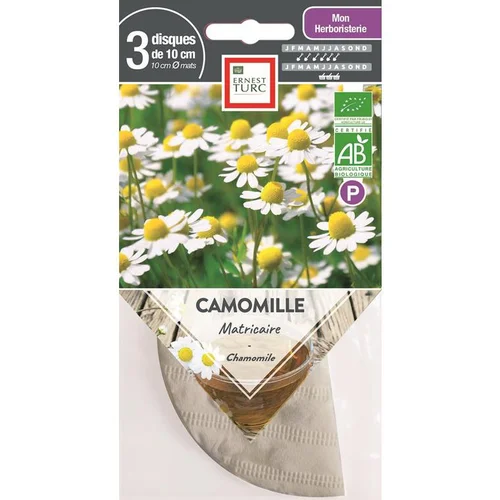 Graines présemées de Camomille matricaire bio Ernest Turc - 3 ronds de 10 cm