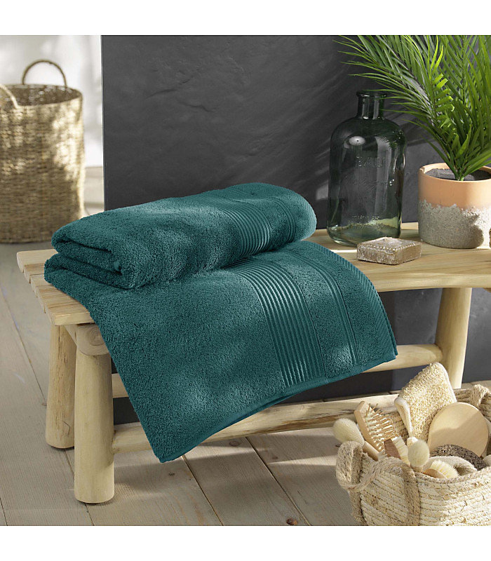 Drap de Bain 90 × 150 cm | Collection Tendresse – Éponge 500 g – m² – 90 × 150cm – Vert emeraude