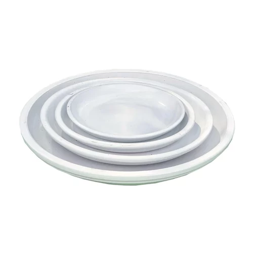 Soucoupe en grès émaillé blanc Decolines Littoral - Ø 22 cm