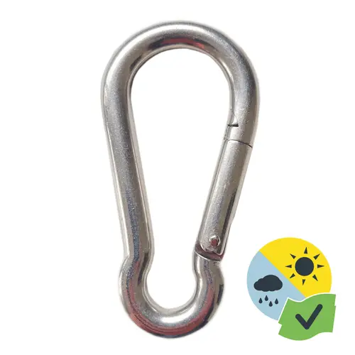 Mousqueton pour hamac ou voile d'ombrage coloris gris en inox Gard&Rock - Ø 8 cm