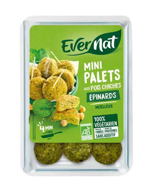 Mini palets aux pois chiches bio Evernat Épinards - 150 g