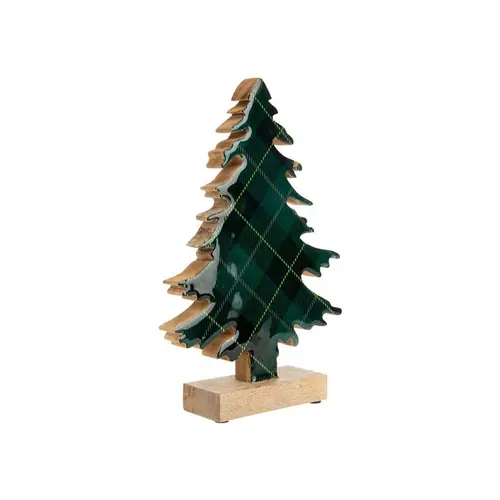 Sapin décoratif en bois avec décor carreaux vert - 27 x 18 x 5 cm