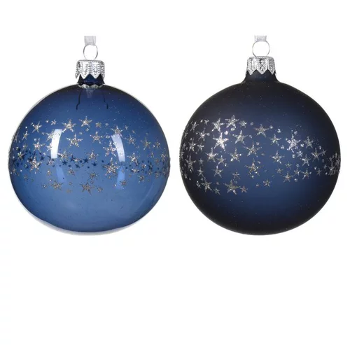 Boule en verre bleu nuit étoiles - Ø 8 cm