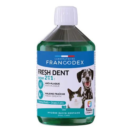 Solution dentaire rafraîchissante pour chien et chat Fresh Dent Francodex - 500 mL