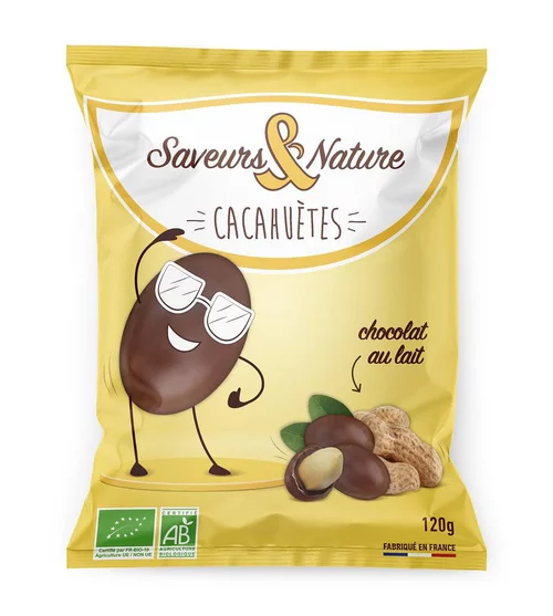 Drôles de cacahuètes enrobées de chocolat au lait grand sach 120 g