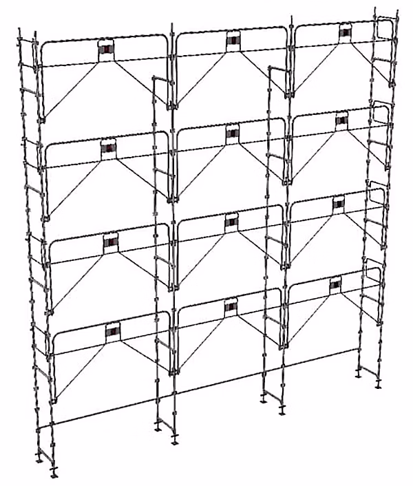 Echafaudage fixe de façade 100m² – Structure seule + Garde-corps, DUO100GCM-S