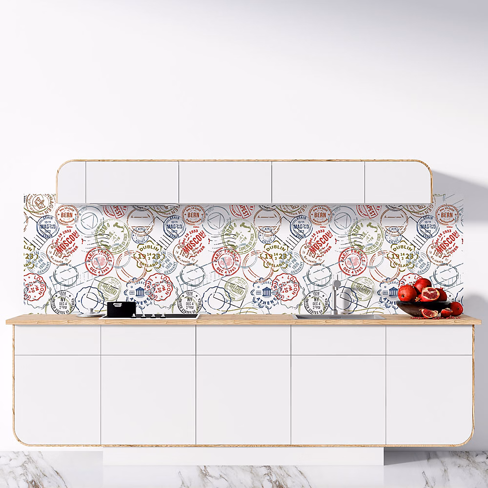 Crédence à coller Tampons Rétro 100 × 40 cm