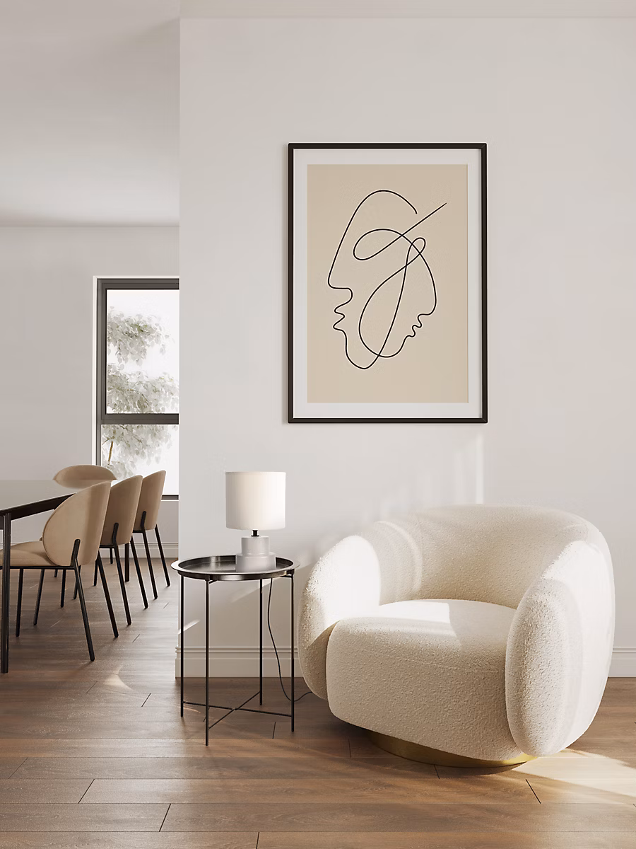 Lampe à poser en céramique blanc écru et lin H.25 cm E14 40W – Seynave Lipa