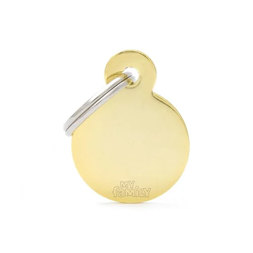 Médaille basic petit cercle pour chien en laiton doré
