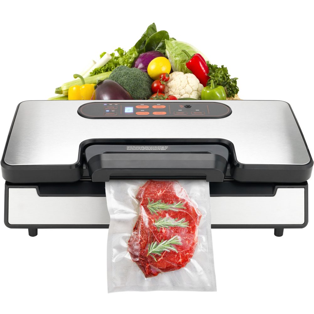 SucceBuy Machine sous vide 90 kPa 130W, scelleuse auto/manuel, coupeur intégré, 2 rouleaux, tuyau externe. – Aménagement du jardin