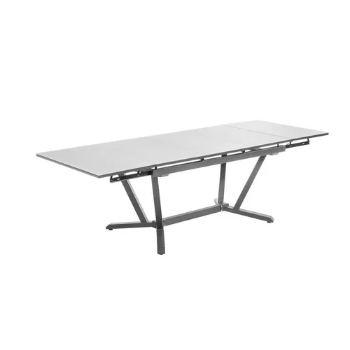 Table extensible Niello graphite perle alu et verre 150/250 x 74 cm