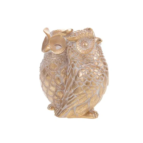 Figurine décorative chouette coloris beige en polyrésine - 16 x 13,5 x 9,5 cm
