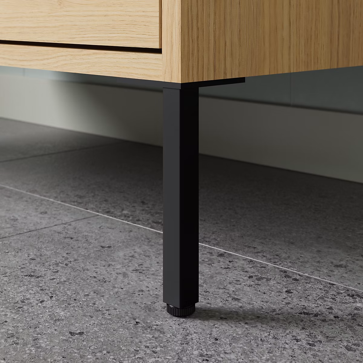 2 pieds réglables en acier noir H.15 – 6 x l.1 | 8 cm GoodHome Nava