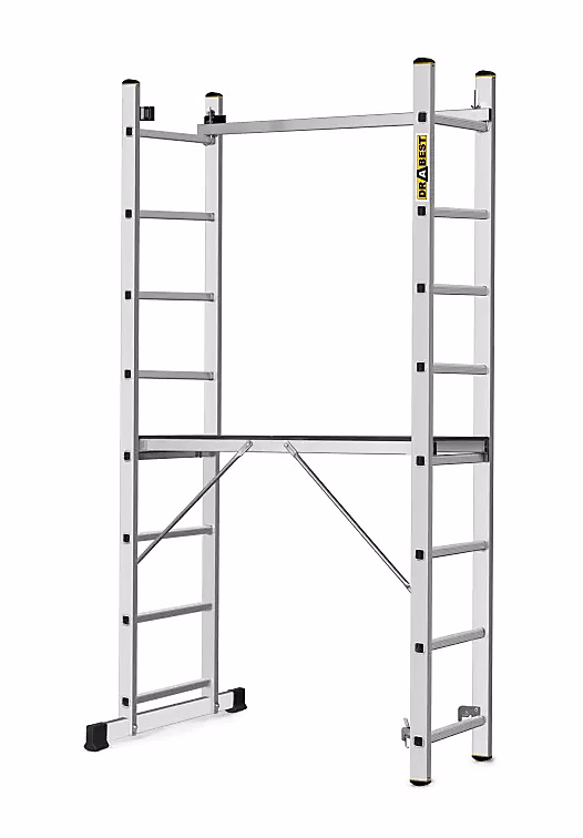 Échafaudage en aluminium DRABEST PRO – échelle 3 en 1, 2x8 marches, 1 pièce.