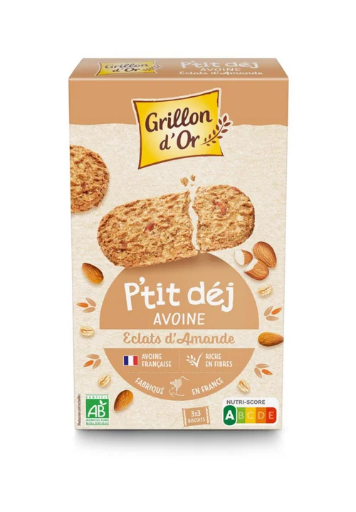 Biscuits p'tit déj avoine amande bio Grillon d'Or - 150 gr