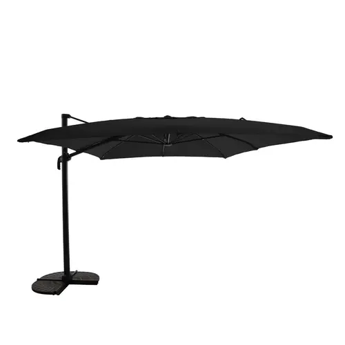 Parasol déporté rectangulaire en aluminium coloris gris - 400 x 300 cm