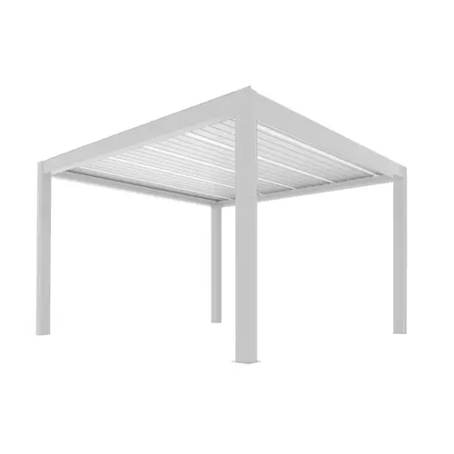 Pergola Summer autoportée motorisée coloris blanc en aluminium - 4 x 4 m