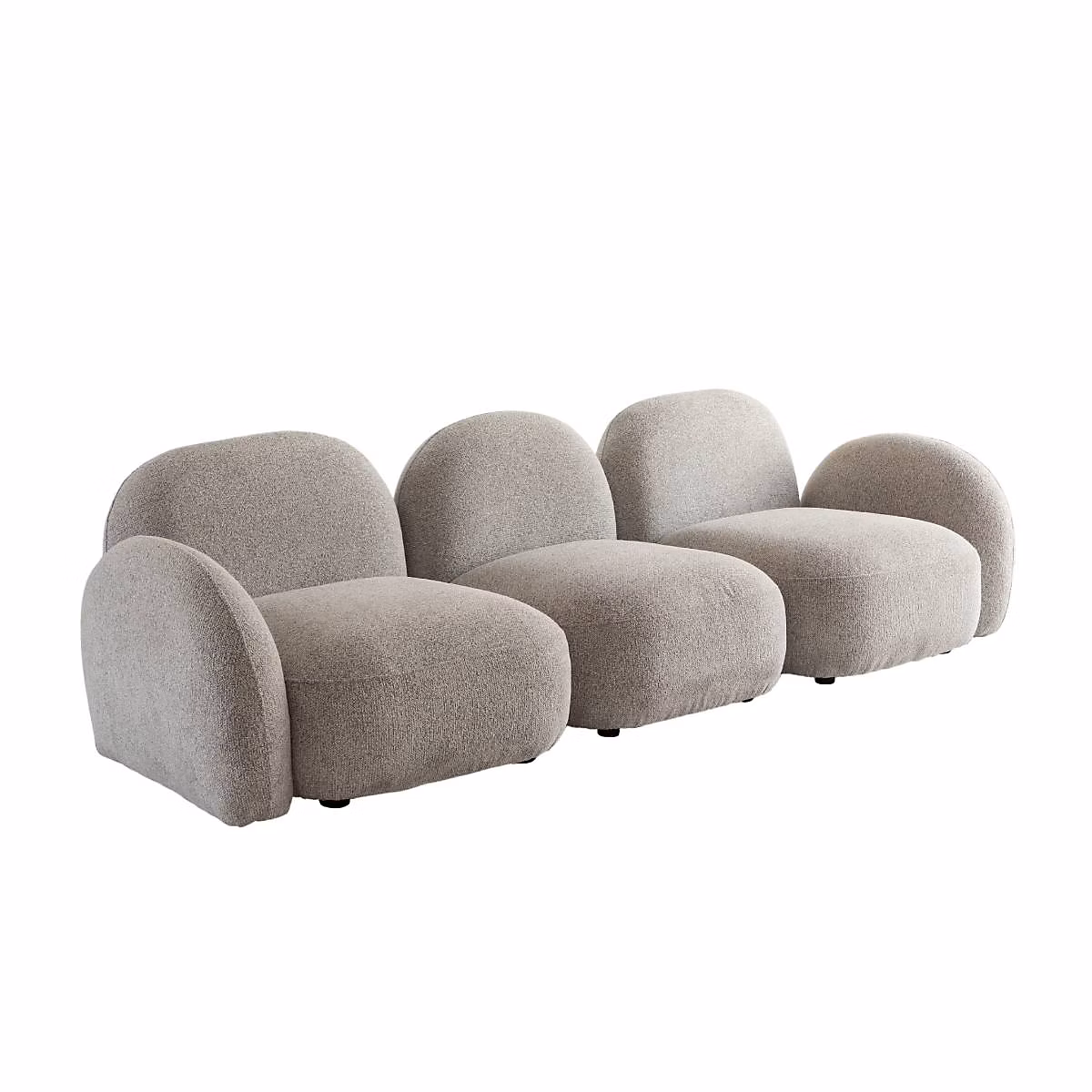 Canapé 3 modules en tissu bouclette gris Calya – Réf. CKPHYJPVX4719660721