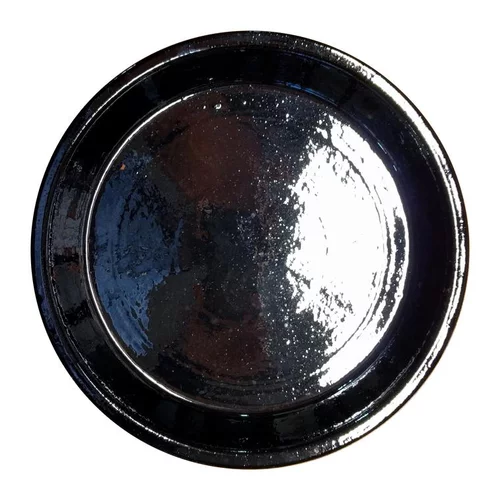 Soucoupe en terre émaillée couleur métal - Ø 14 cm