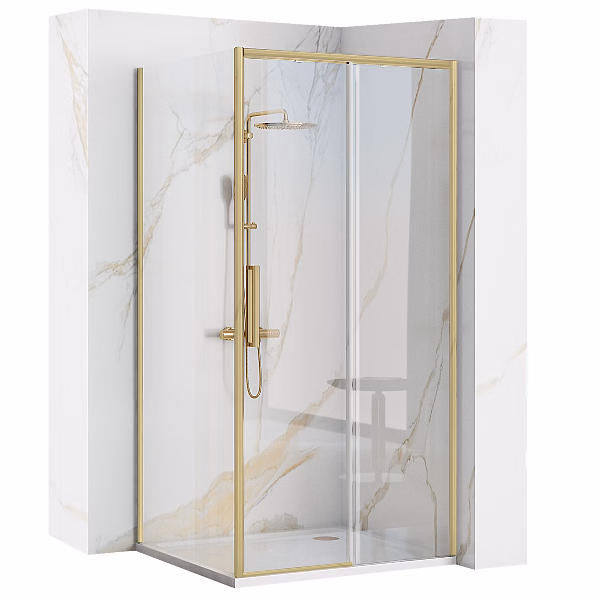 Cabine De Douche Angle Rea Rapid Slide 160 × 90 Gold