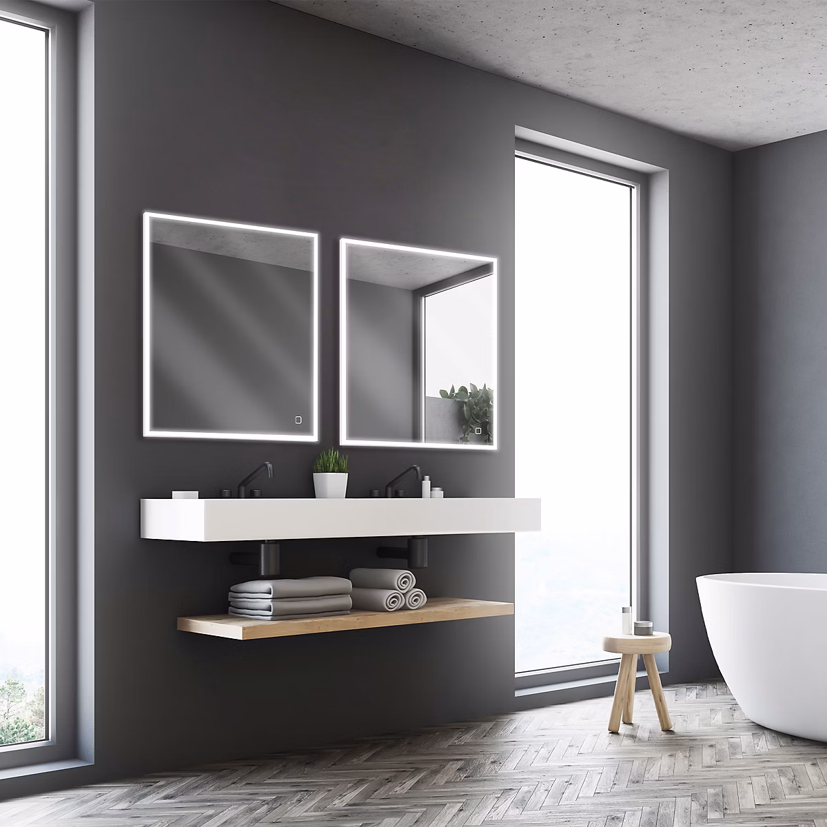 Miroir de salle de bains lumineux LED 70 × 60 cm – argenté, MPGlass Bishop