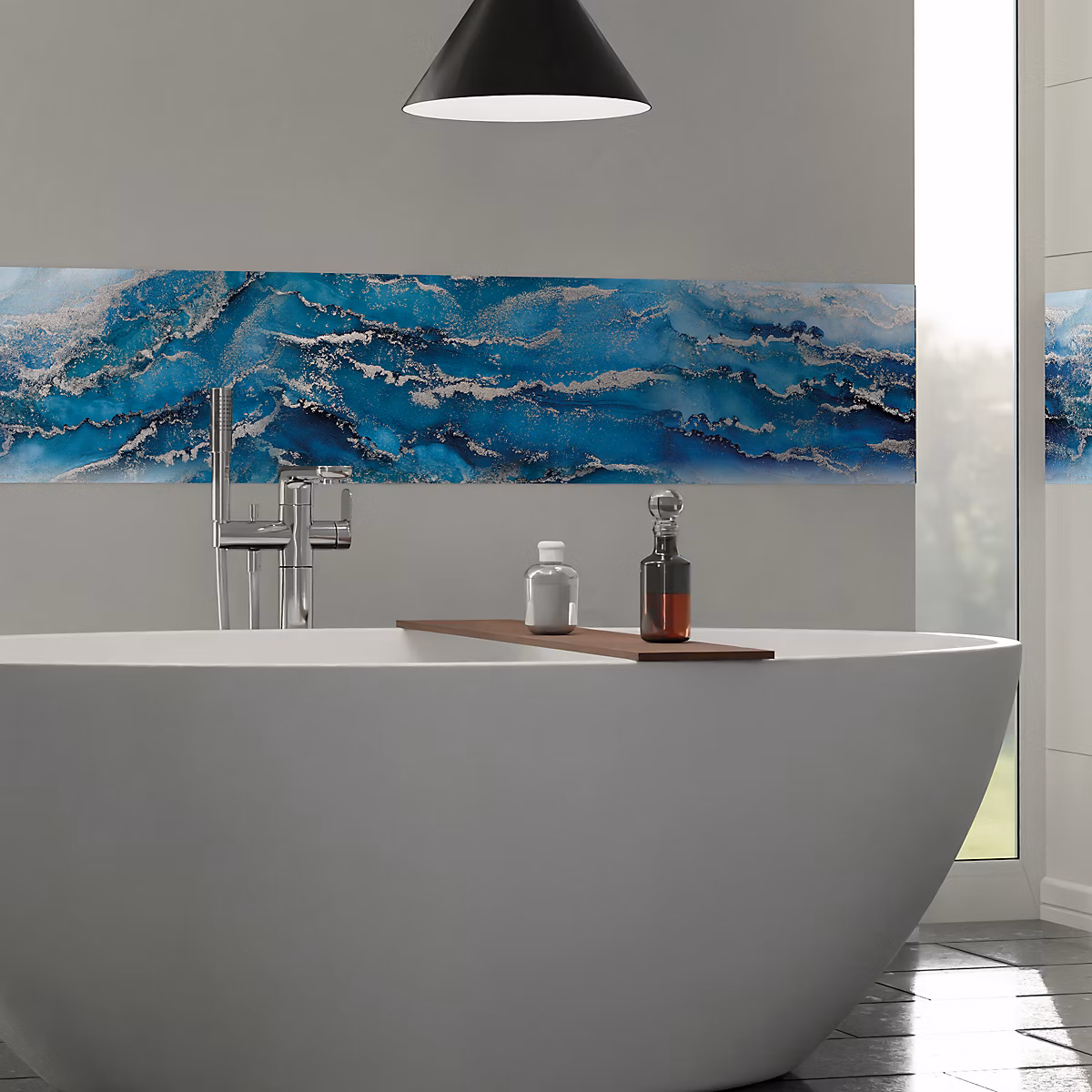 Crédence cuisine adhésive en vinyle modèle VAGUES – 200 × 40 cm, design raccordable