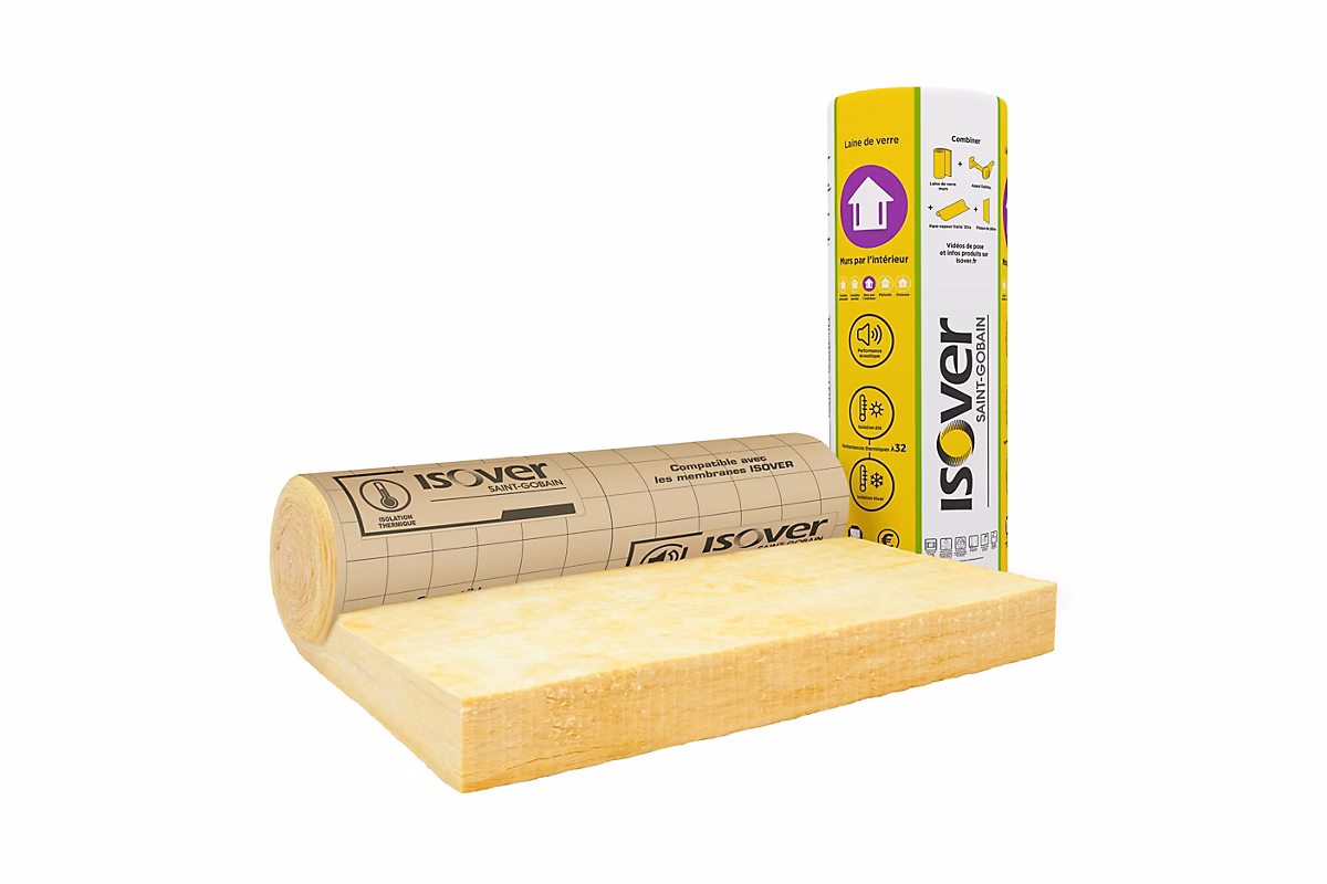 Laine de verre Murs ISOVER ép.100 mm – Rouleau kraft 2, 7 x 1, 2 m R. 3, 15 m².K/W