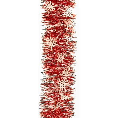 Guirlande flocons de neige en plastique coloris rouge et blanc Ø 90 mm - 2 m