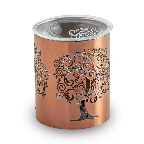 Brûle-parfum arbre sacré coloris orange en métal Zen' Arôme