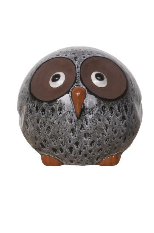 Figurine hibou en céramique coloris gris Pot&Déco Bubu - Ø 20 x H 18 cm