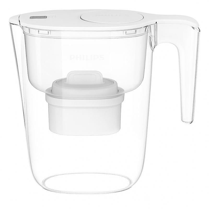 Carafe filtrante 2 – 6 L blanche avec 3 filtres en Microfiltration et digital timer Philips PHAWP2933WHT3/24