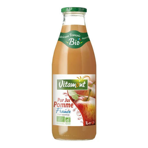 Pur Jus de Pomme Bio en bouteille de verre Vitamont - 1 litre
