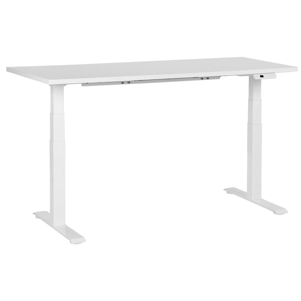 Aménagement bureau – Bureau réglable en hauteur électriquement DESTINES 160 cm 72 cm Blanc